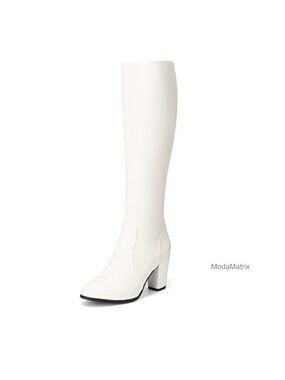 Faux Leather Knee High Riding Boots Heeled Winter Tall